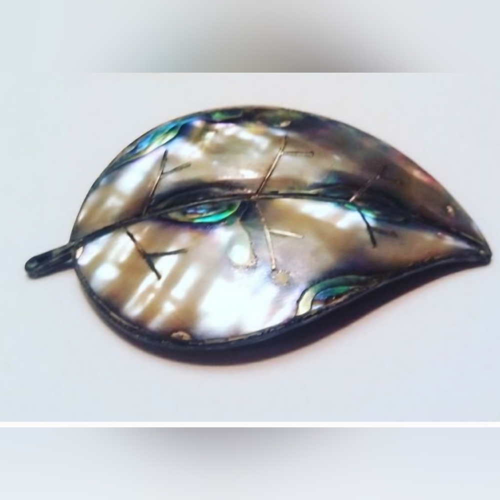 vintage 40s Sterling Silver Mexican Leaf Brooch
